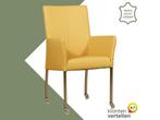 Leren eetkamerstoel Comfort met wieltjes en armleuning -, Huis en Inrichting, Stoelen, Overige kleuren, Nieuw, Leer, Ophalen of Verzenden