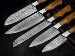 Keukenmes - Kitchen knife set - Leren tas inbegrepen - Olive, Antiek en Kunst