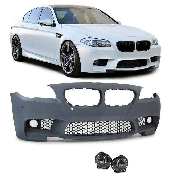 EVO M5 Voorbumper + Mistlampen BMW 5 Serie F10 F11 B2355, Auto-onderdelen, Carrosserie, Nieuw, BMW, Voor, Bumper