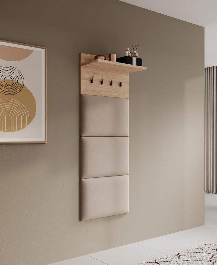 Meubella - Kapstok Piran - Eiken - 60 cm - Met plank, Maison & Meubles, Accessoires pour la Maison | Portemanteaux, Envoi