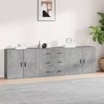 vidaXL Dressoirs 3 st bewerkt hout betongrijs, Huis en Inrichting, Kasten | Dressoirs, Verzenden, Nieuw