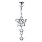 Fako Bijoux® - Navelpiercing - Bloem Met Hanger Strass -, Handtassen en Accessoires, Piercings, Verzenden, Nieuw
