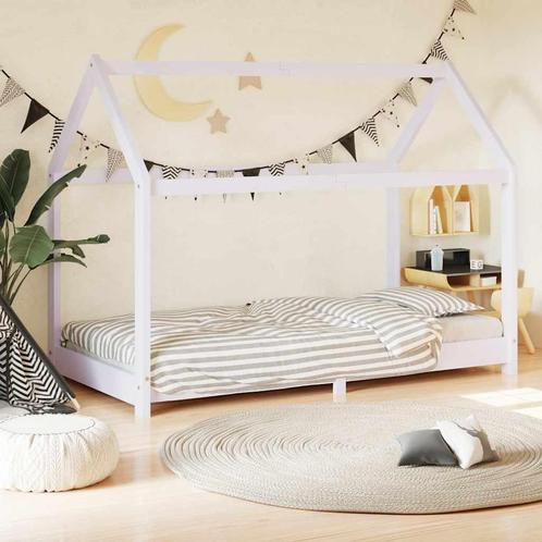 vidaXL Kinderbedframe massief grenenhout wit 70x140 cm, Kinderen en Baby's, Kinderkamer | Bedden, Nieuw, Verzenden