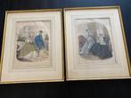 2 gravures de mode en couleurs sous cadre de Anaïs Toudouze