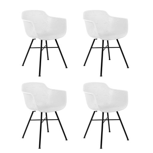Tweedekans | Kick Set van 4 Tuinstoelen Indy Wit - Zwart, Tuin en Terras, Tuinsets en Loungesets, Ophalen of Verzenden