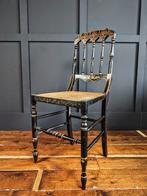 Stoel - Hout - Geschilderde rieten stoel, Antiquités & Art, Antiquités | Meubles | Chaises & Canapés