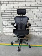 Herman Miller Aeron Remastered Met Atlas Hoofdsteun - Zwart, Huis en Inrichting, Ergonomisch, Zo goed als nieuw, Zwart, Bureaustoel