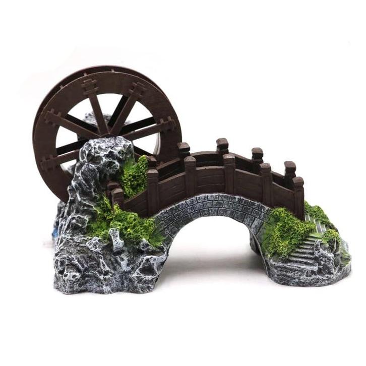 Brug met watermolen luchtaansluiting 18 cm / As-284, Dieren en Toebehoren, Vissen | Aquaria en Toebehoren, Nieuw, Verzenden