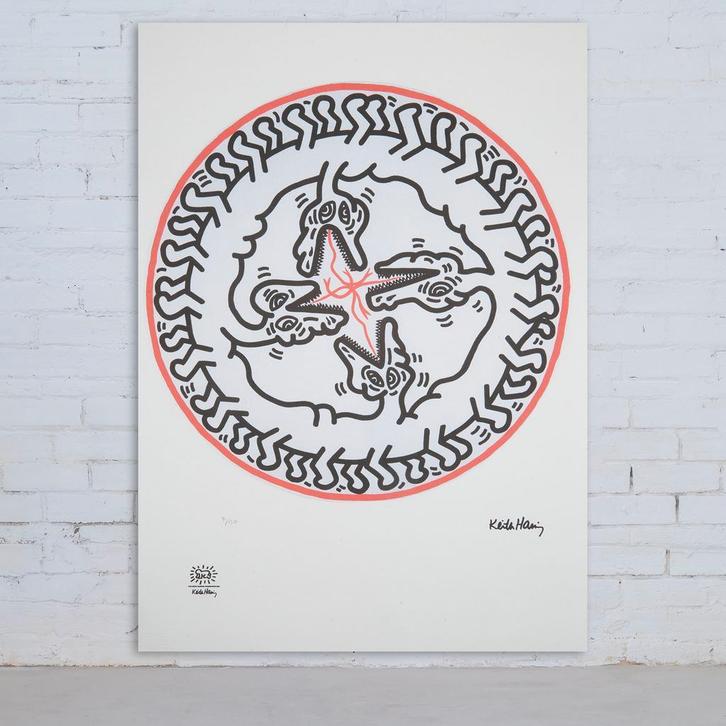Keith Haring – Offset Lithografie, 50×70 cm, Gecertificeerd, Antiquités & Art, Art | Lithographies & Sérigraphies
