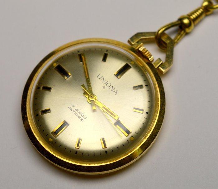 Uniona 4 - 17 Jewels - pocket watch with chain - 1970-1979, Handtassen en Accessoires, Horloges | Heren