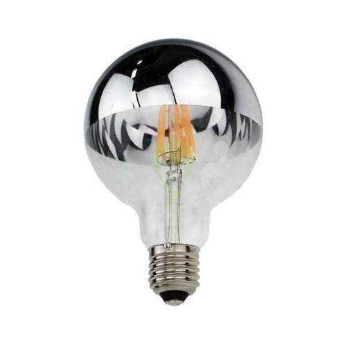 LED kopspiegel Filament lamp 7W Globe G95 Zilver Warm wit, Huis en Inrichting, Lampen | Losse lampen, Nieuw, E27 (groot), Verzenden