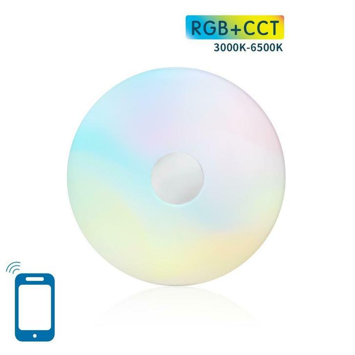 LED WiFi Plafondlamp Dimbaar 18W Rond Ø340mm RGB+ Exclusief, Huis en Inrichting, Lampen | Plafondlampen, Nieuw, Kunststof, Verzenden
