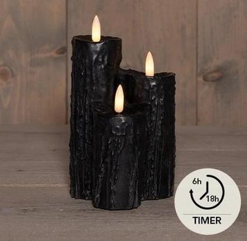 Led kaarsen annas collection – zwart druipkaars wax 3 x 3d beschikbaar voor biedingen