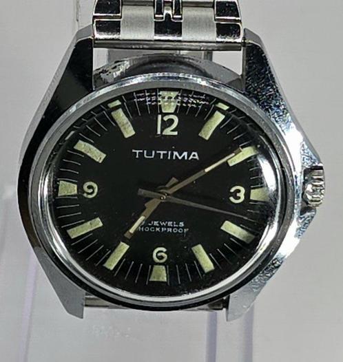 Tutima Glashütte - Stahl Armbanduhr. - schwarzes, Handtassen en Accessoires, Horloges | Heren