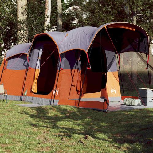 vidaXL Tunneltent 8-persoons waterdicht grijs en oranje, Caravans en Kamperen, Tenten, Nieuw, Verzenden