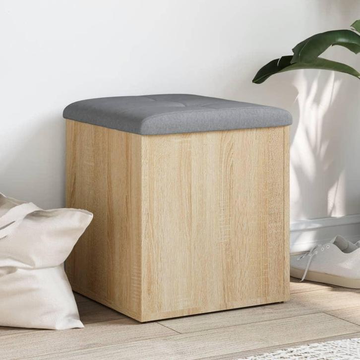 vidaXL Opbergbank Sonoma Eiken 42x42x45 cm Bewerkt Hout, Huis en Inrichting, Overige Huis en Inrichting, Nieuw, Verzenden