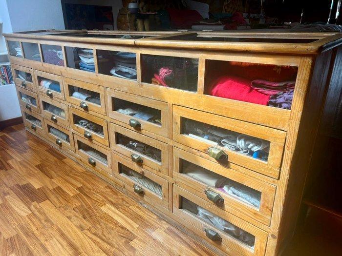 Ladekast - Hout, Glas - Pastaia, Antiek en Kunst, Antiek | Wandborden en Tegels