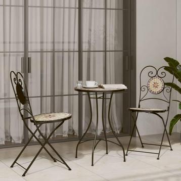 vidaXL Bistroset mozaïek ijzer en keramiek terracottakleurig, Verzenden