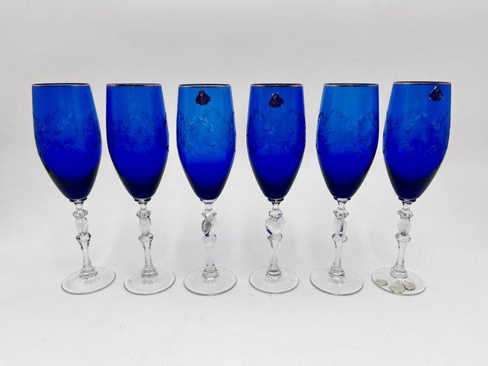 Gusev Crystal Factory - Champagneglas (6) - Kristal, Antiek en Kunst, Antiek | Meubels | Tafels