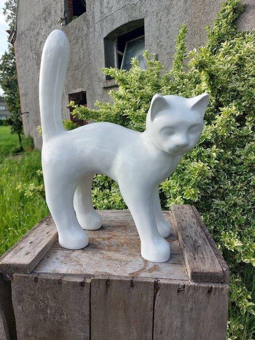 Beeld, Garden statue - Cat - Color white - 46 cm - polyresin, Antiek en Kunst, Curiosa en Brocante