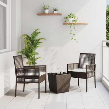 vidaXL Tuin Bistro Set 3 pcs Bruin Poly rattan, Verzenden