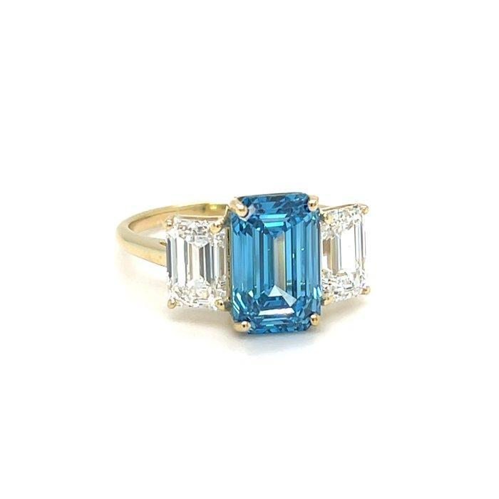 Bague - 14 carats Or jaune - 5.14ct. tw. Bleu Diamant, Bijoux, Sacs & Beauté, Bagues