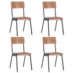 vidaXL Eetkamerstoelen 4 st massief multiplex staal bruin, Verzenden, Nieuw