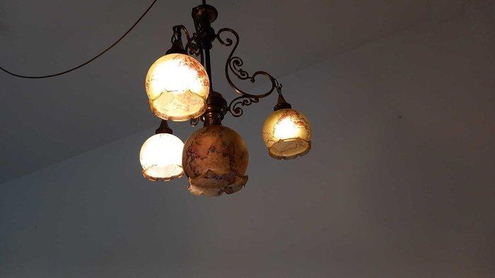 Kroonluchter - Brons, Glas, Antiquités & Art, Curiosités & Brocante