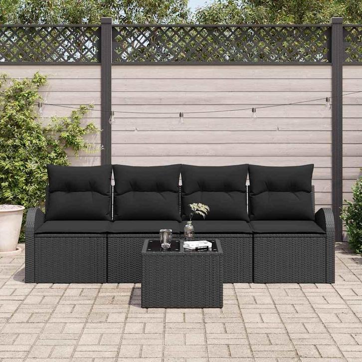 vidaXL Tuinbank Set met kussen met opslag 5 pcs Zwart 55 x, Tuin en Terras, Tuinsets en Loungesets, Nieuw, Verzenden