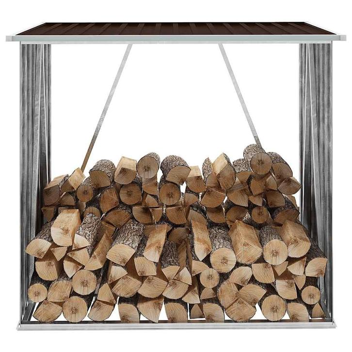 vidaXL Haardhoutschuur 163x83x154 cm gegalvaniseerd staal, Tuin en Terras, Overige Tuin en Terras, Nieuw, Verzenden