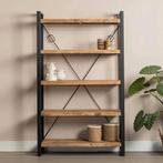 Boekenkast Mangohout Britt 120 cm, Huis en Inrichting, Kasten | Boekenkasten, Verzenden, Nieuw, Overige houtsoorten, Industriële meubels