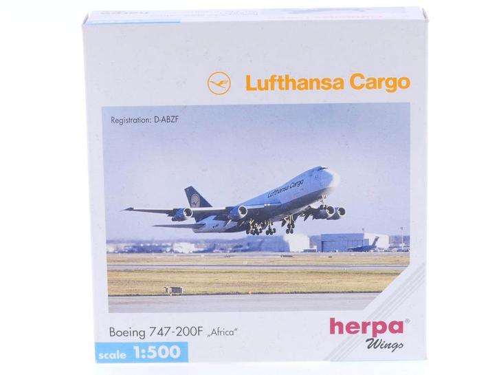 Schaal 1:500 Herpa 516006 Lufthansa Cargo Boeing 747-200F..., Hobby en Vrije tijd, Modelbouw | Vliegtuigen en Helikopters, Zo goed als nieuw