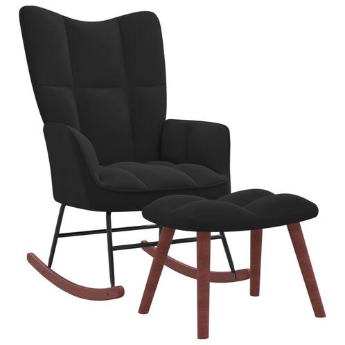 vidaXL Chaise à bascule avec repose-pied Noir Velours, Maison & Meubles, Chaises, Neuf, Envoi