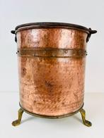 Seau - Seau à cheminée en cuivre du XIXe siècle ancien avec, Antiquités & Art