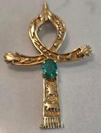 Kruishanger - 18 karaat Geel goud - 1.00ct. tw. Smaragd -, Handtassen en Accessoires, Antieke sieraden