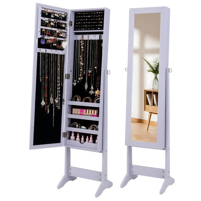 Sieradenkast met spiegel - Passpiegel - Spiegelkast - Paars, Huis en Inrichting, Woonaccessoires | Spiegels, Nieuw, Verzenden