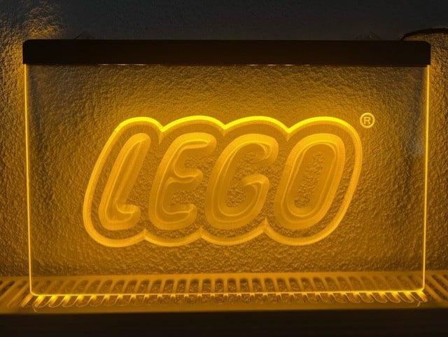 LEGO neon bord lamp LED verlichting reclame lichtbak *geel*, Huis en Inrichting, Lampen | Overige, Nieuw, Verzenden