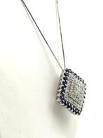 Ketting met hanger - 18 karaat Witgoud - 1.50ct. tw. Saffier, Handtassen en Accessoires, Antieke sieraden