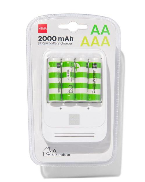 HEMA Batterijlader Inclusief 4 AA Batterijen, Doe-het-zelf en Bouw, Elektriciteit en Kabels, Ophalen of Verzenden