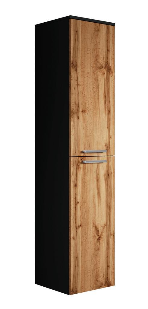 Badkamerkast Venus 30 x 30 x 160 cm Eiken Zwart, Doe-het-zelf en Bouw, Sanitair, Nieuw, Verzenden