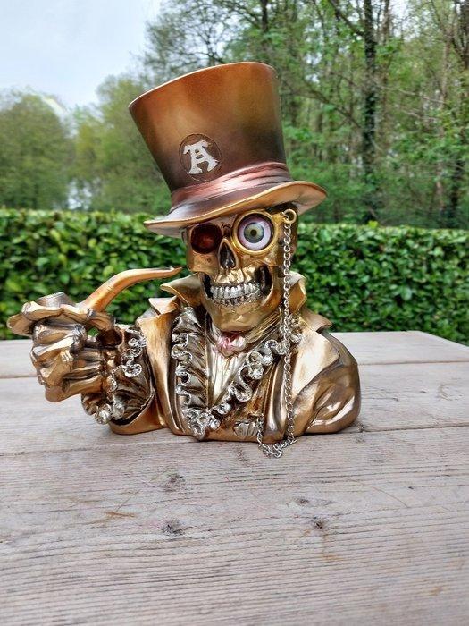 Statue, head skull bronze colored - 28 cm - polyresine, Antiek en Kunst, Kunst | Designobjecten