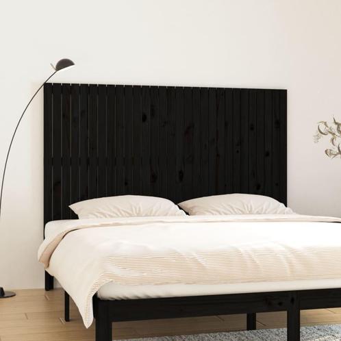 vidaXL Tête de lit murale Noir 185x3x110 cm Bois massif, Maison & Meubles, Chambre à coucher | Lits, Neuf, Envoi