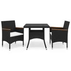 vidaXL 3-delige Tuinset poly rattan en acaciahout zwart, Tuin en Terras, Tuinsets en Loungesets, Verzenden, Nieuw, Tuinset