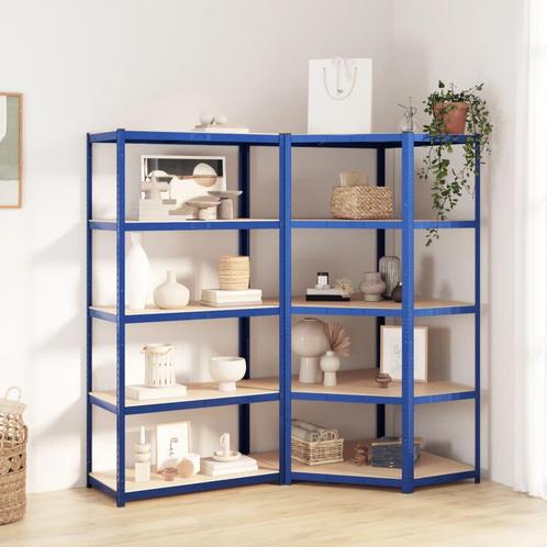 vidaXL Opbergrek 5-laags 2 st staal & bewerkt hout blauw, Huis en Inrichting, Kasten | Stellingkasten, Nieuw, Verzenden