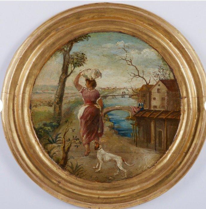 Italiaanse school (XIX) - Scena agreste, Antiek en Kunst, Kunst | Schilderijen | Klassiek