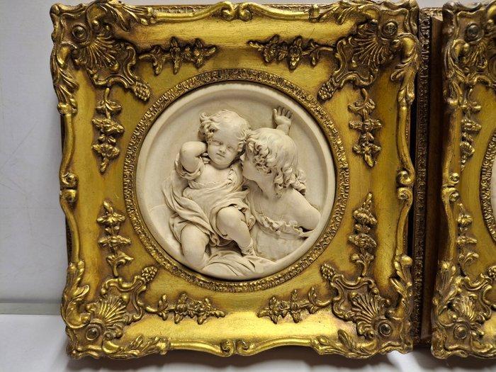 eduard william Wyon - Reliëf, 2 x bas relief - 29 cm -, Antiek en Kunst, Curiosa en Brocante