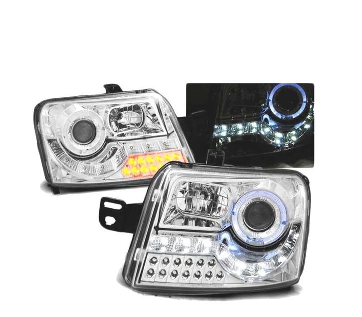 PHARES POUR FIAT PANDA 03 LED ANGEL EYES CHROMÉ, Auto-onderdelen, Verlichting, Verzenden