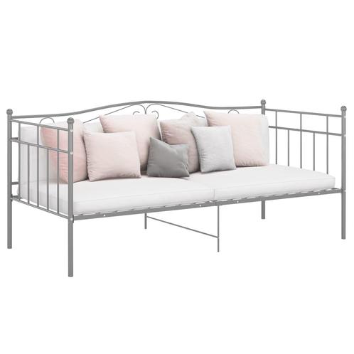 vidaXL Slaapbank metaal grijs 90x200 cm, Huis en Inrichting, Slaapkamer | Bedden, Nieuw, Verzenden