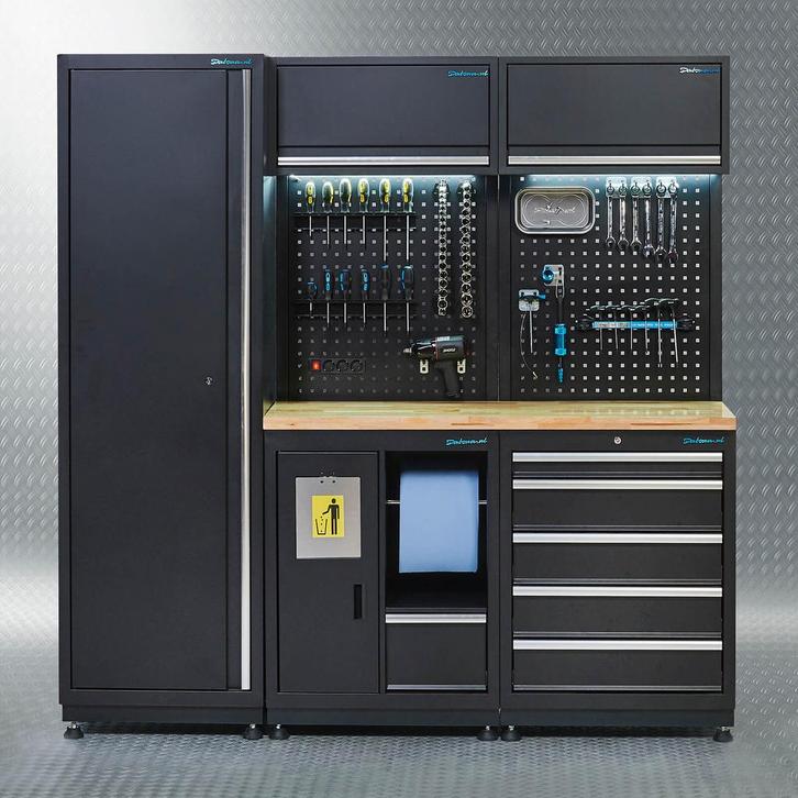 Datona Werkplaatsinrichting PREMIUM met eiken werkblad 200, Doe-het-zelf en Bouw, Werkbanken, Ophalen of Verzenden