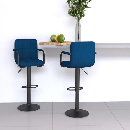 vidaXL Tabourets de bar lot de 2 bleu velours, Huis en Inrichting, Barkrukken, Verzenden